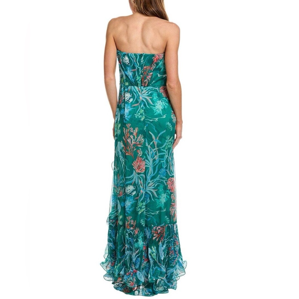 NWT Tadashi Shoji Strapless Pleated Ruffle A-line Gown - Picture 2 of 12
